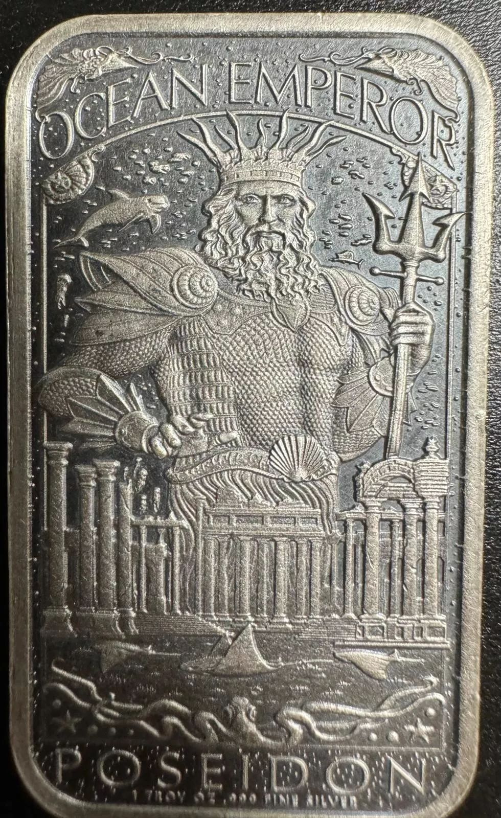 Picture of Mason Mint Lost City of Atlantis & Poseidon Ocean Emperor 1 oz Antique Silver Bar