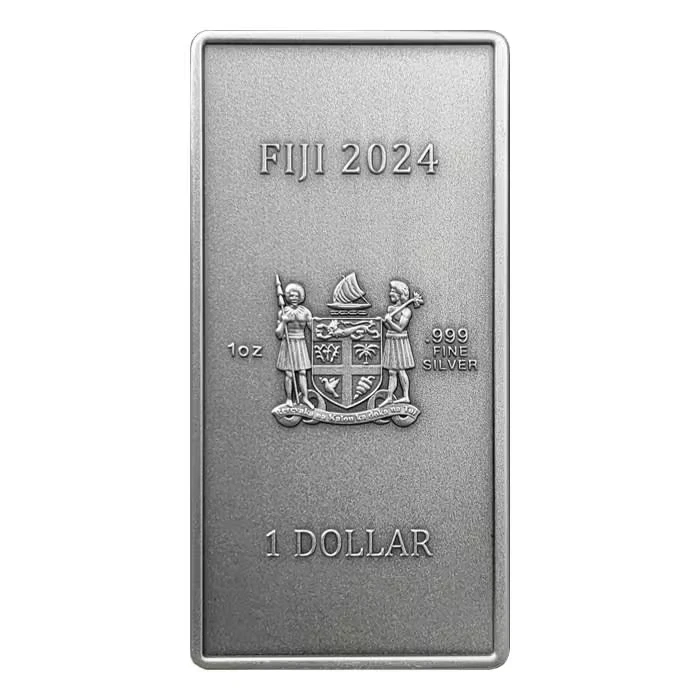 Picture of 2024 Fiji Dragon 1 oz High Relief Antique Silver Coin Bar