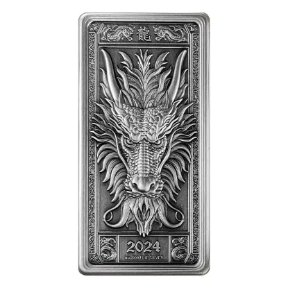 Picture of 2024 Fiji Dragon 1 oz High Relief Antique Silver Coin Bar