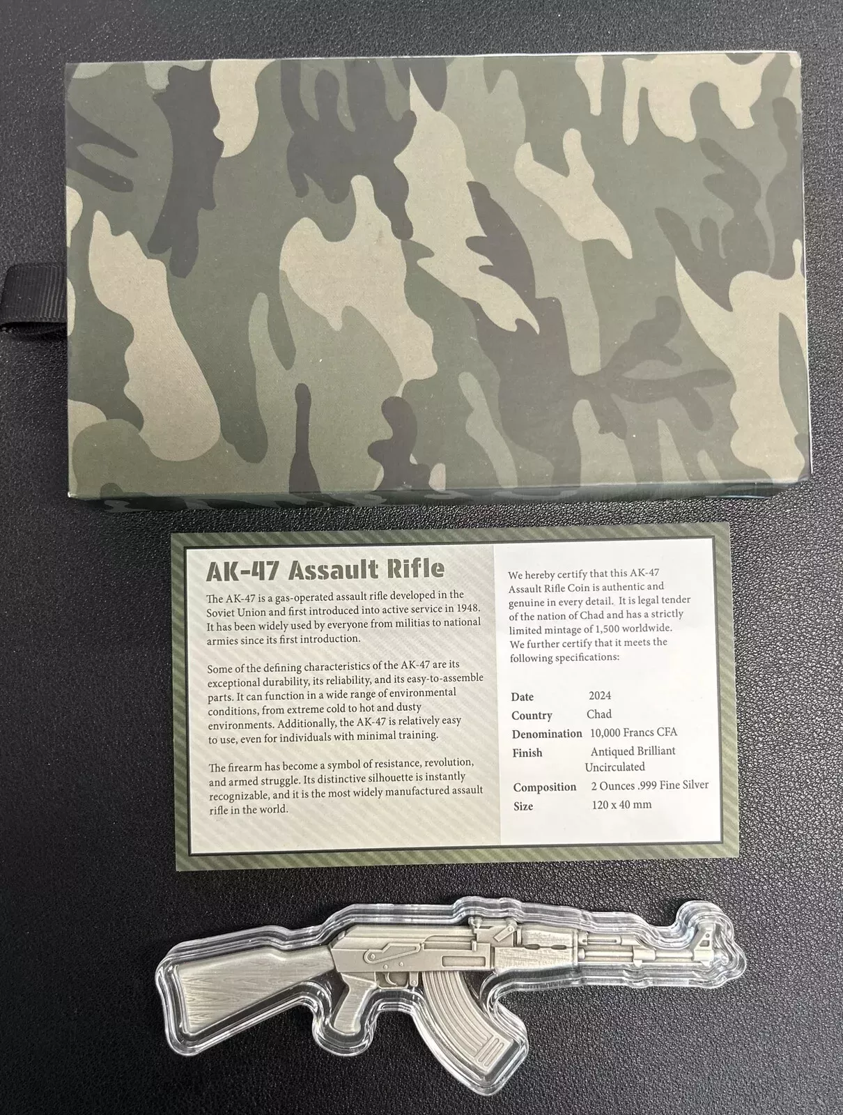 Picture of 2024 History's Greatest Firearms Series AK-47 Rifle 2 oz Antique Silver Coin