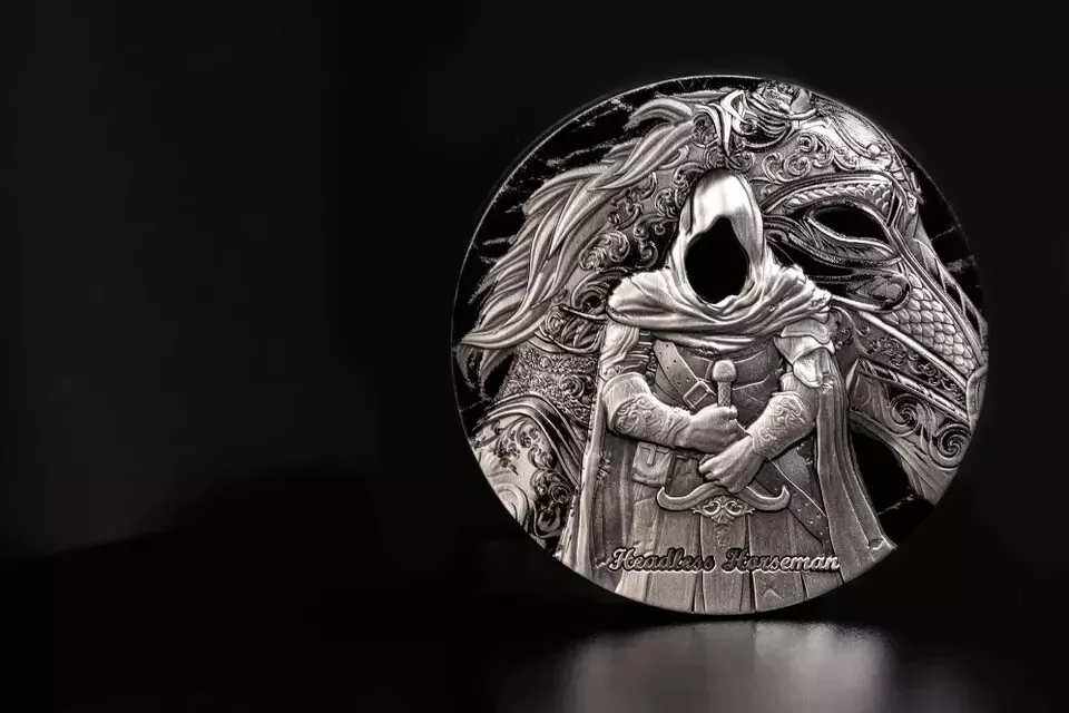 Picture of 2025 Cameroon European Legends Headless Horsemen 2 oz Antique Silver Coin