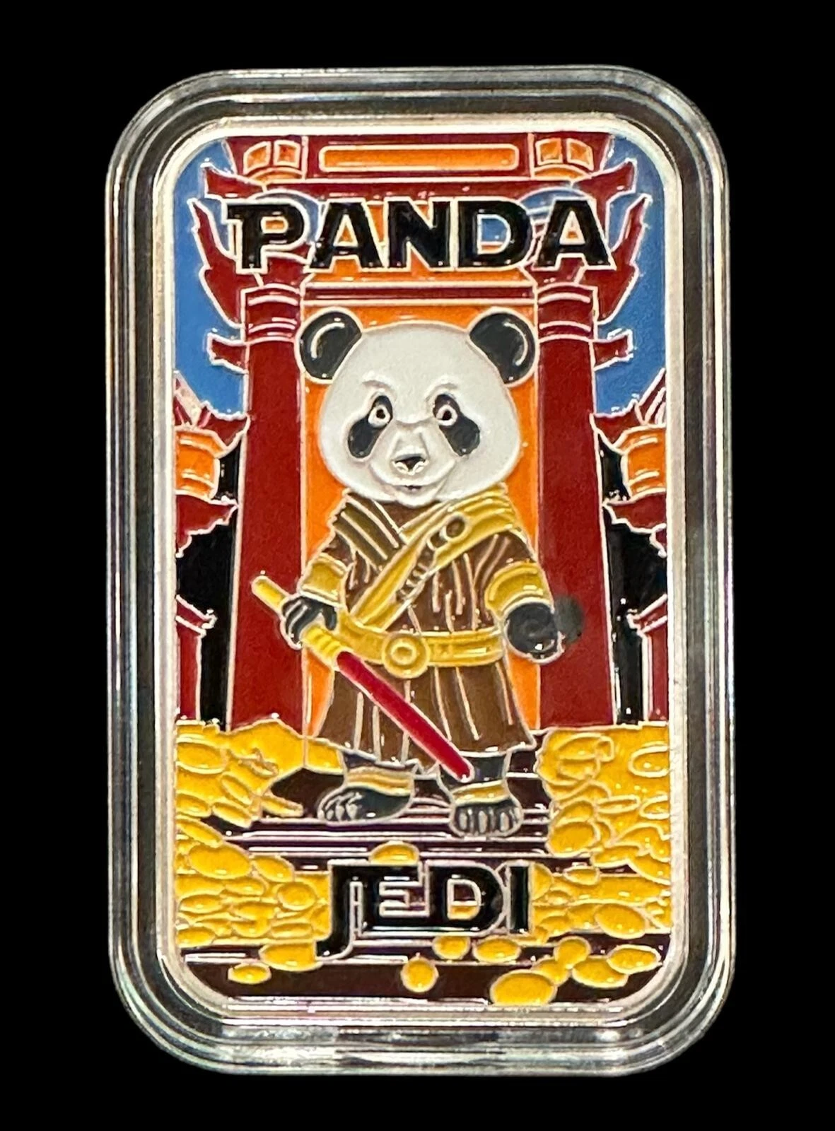 Picture of Fantasy Mind Bullion Panda Jedi 1 oz Colorized Silver Bar - In Capsule