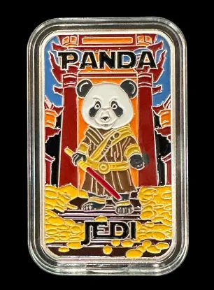 Picture of Fantasy Mind Bullion Panda Jedi 1 oz Colorized Silver Bar - In Capsule