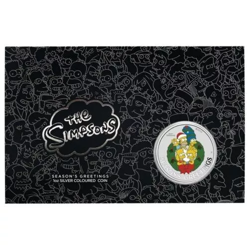 Picture of 2022 Perth Mint Simpsons Season's Greetings 1 oz Colorized Silver Coin - In Card