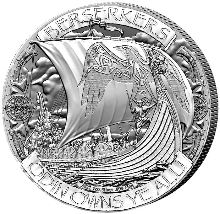 Picture of 2022 Mason Mint Valhalla Berserker Viking 1 oz Antique Silver Round