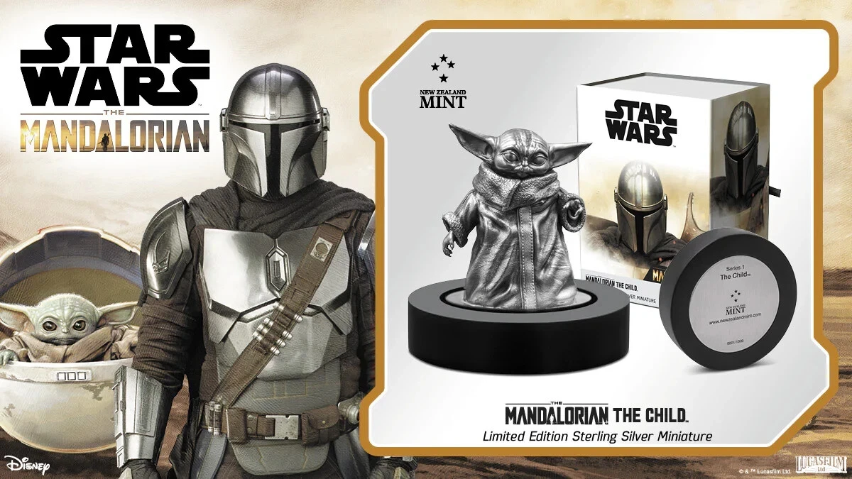 Picture of 2021 Star Wars Mandalorian The Child (Grogu) 3D Miniature 150 Gram .925 Silver
