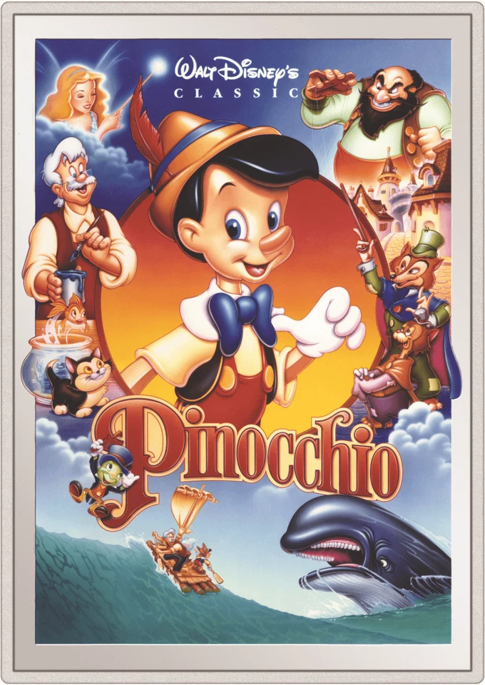 Picture of 2024 New Zealand Mint Disney Pinocchio 5 oz Colorized Proof Silver Poster Coin