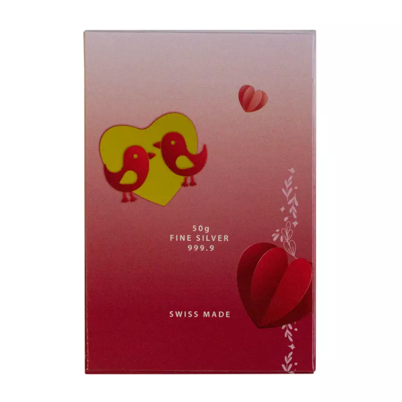 Picture of 2024 Pamp Love is Precious Heart Holographic 50 Gram Silver Bar - In Assay
