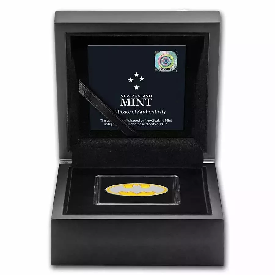 Picture of 2021 New Zealand Mint DC Heroes Batman Logo 1 oz Colorized Proof Silver Coin