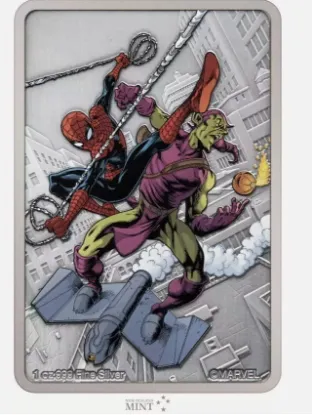 Picture of 2024 New Zealand Mint Marvel Spider-Man Green Goblin 1 oz Colorized Silver Coin
