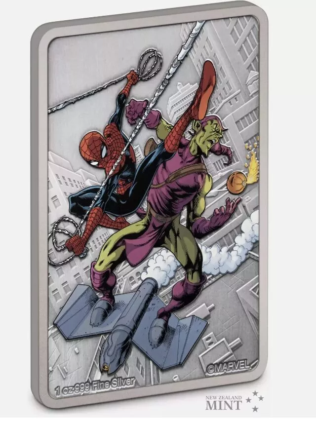 Picture of 2024 New Zealand Mint Marvel Spider-Man Green Goblin 1 oz Colorized Silver Coin