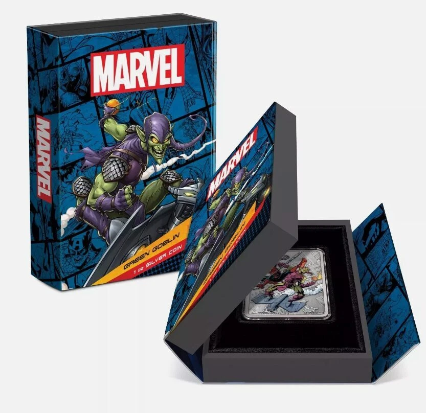 Picture of 2024 New Zealand Mint Marvel Spider-Man Green Goblin 1 oz Colorized Silver Coin