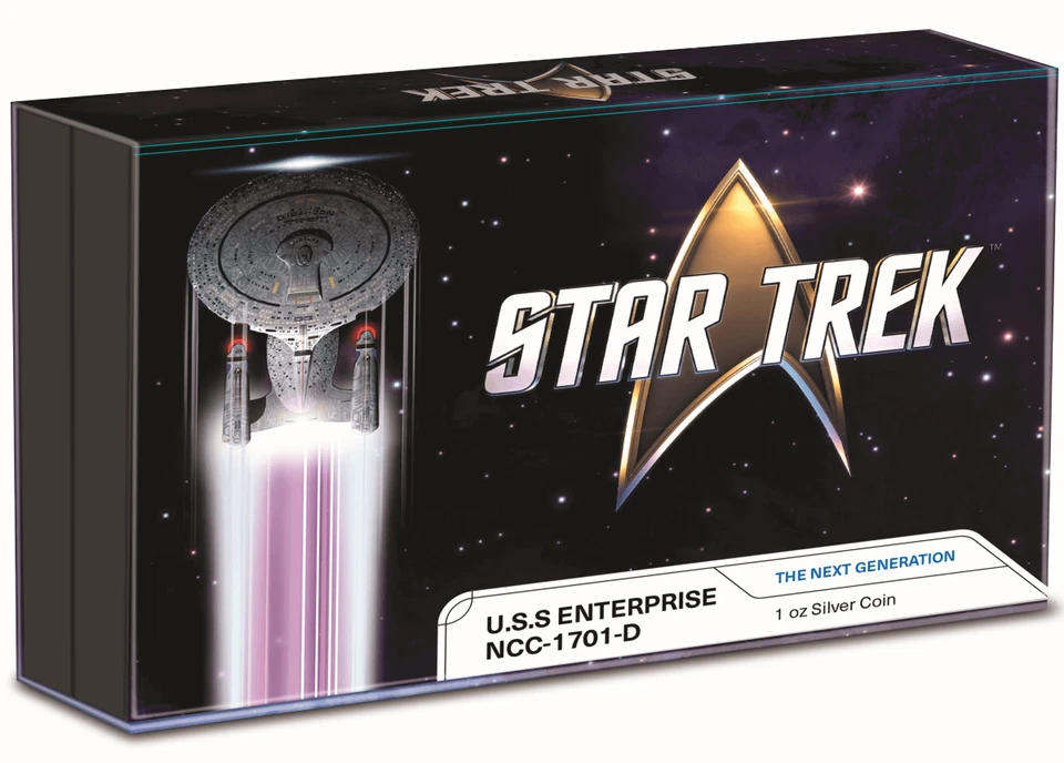 Picture of 2024 Niue Star Trek NCC 1701-D U.S.S Enterprise 1 oz Silver Colorized Proof Coin
