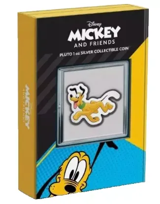 Picture of 2021 New Zealand Mint Disney Pluto Shaped 1 oz Colorized Silver Proof Coin