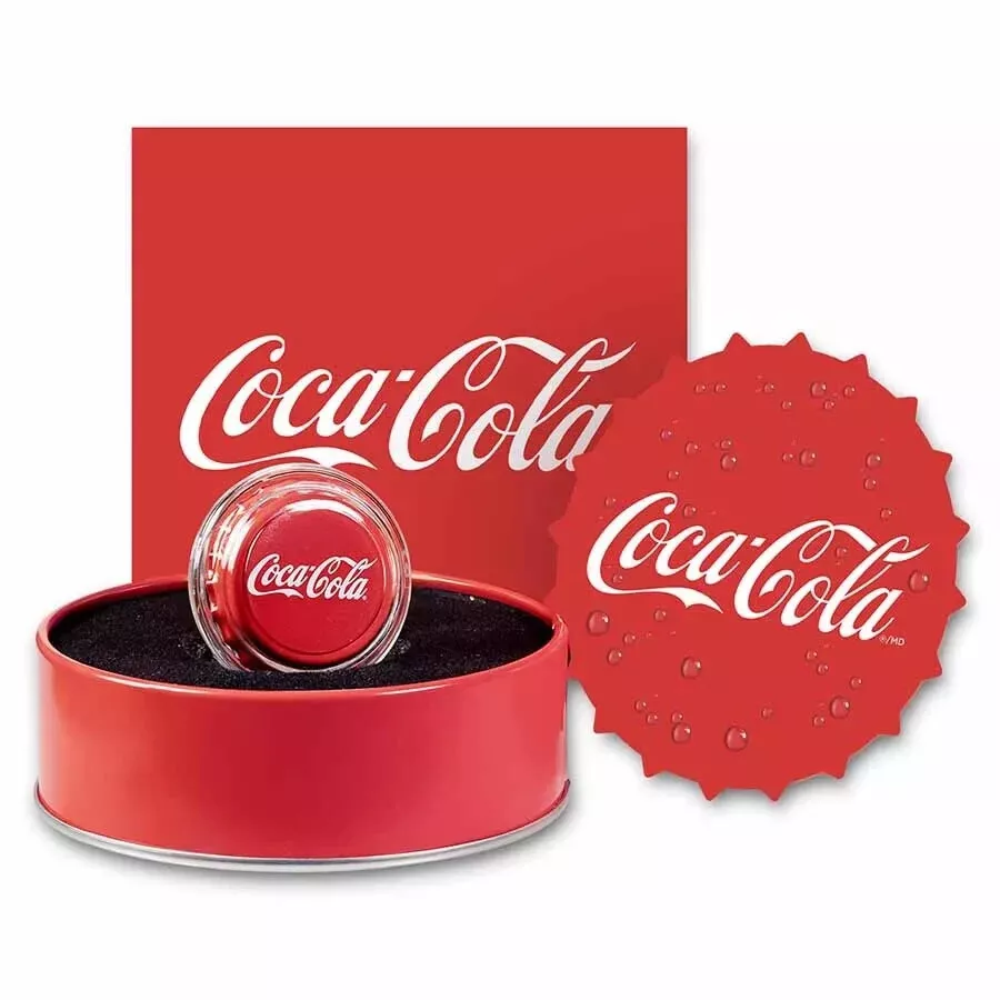 Picture of 2023 Pamp Suisse Coca-Cola Bottle Cap Shaped 6 Gram Silver Coin - In Capsule