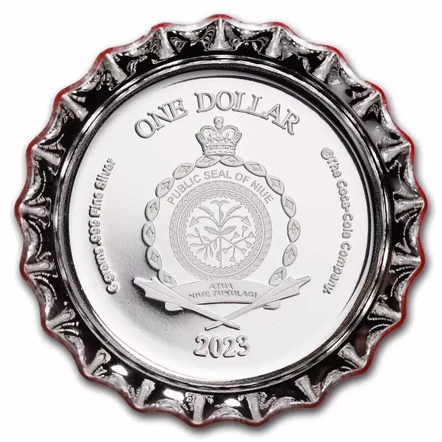 Picture of 2023 Pamp Suisse Coca-Cola Bottle Cap Shaped 6 Gram Silver Coin - In Capsule