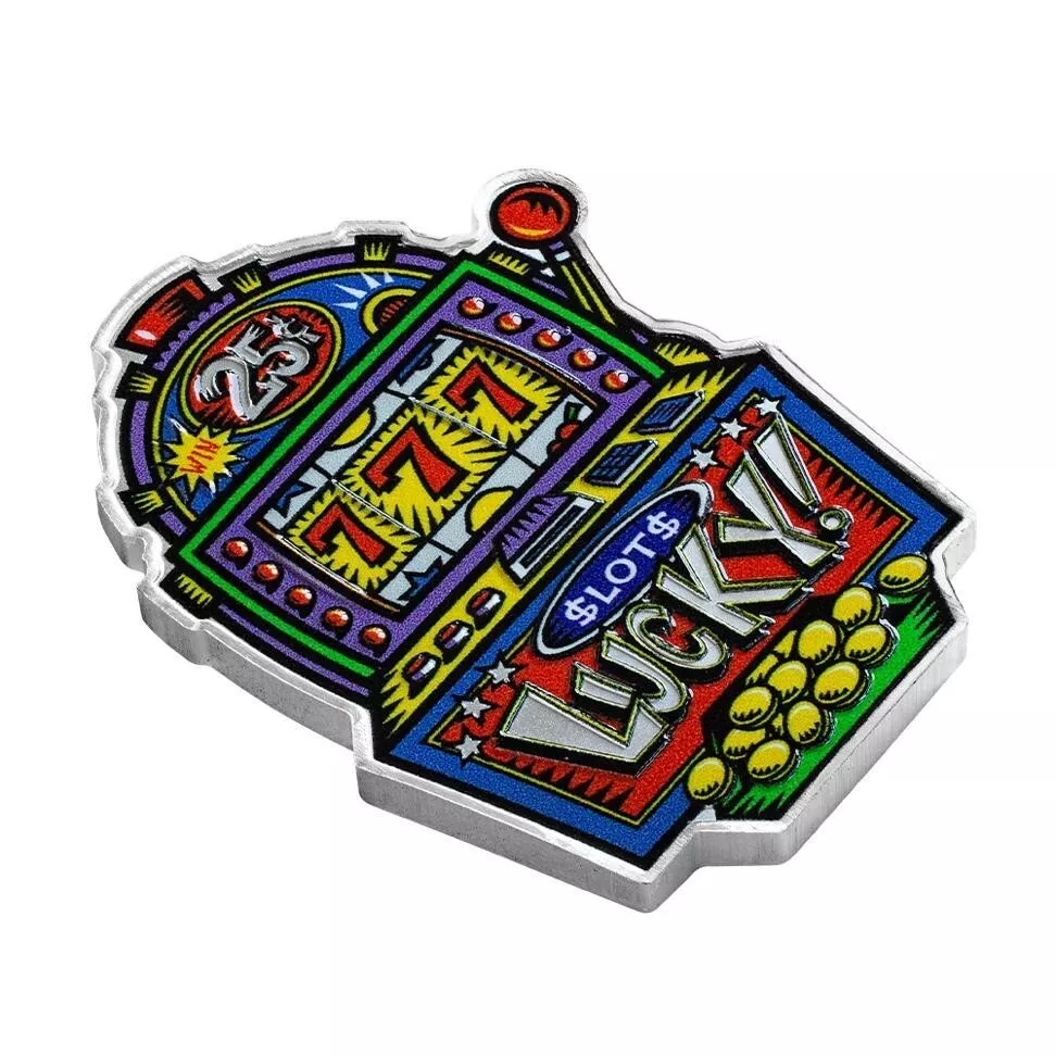 Picture of 2024 Pamp Suisse Burton Morris Lucky 7's Slot Machine 1 oz Colorized Silver Coin