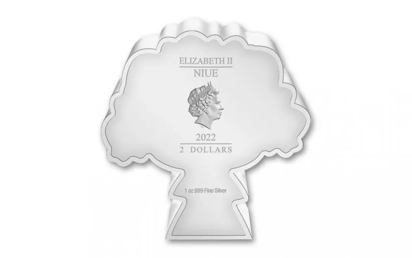 Picture of 2022 New Zealand Mint Thomas Jefferson Shaped Chibi 1 oz Proof Silver Coin