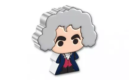 Picture of 2022 New Zealand Mint Thomas Jefferson Shaped Chibi 1 oz Proof Silver Coin