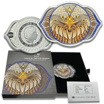 Picture of 2023 PAMP Phil Lewis Eagle of 6th Chakra 2 oz Colorized Proof-like Silver Coin