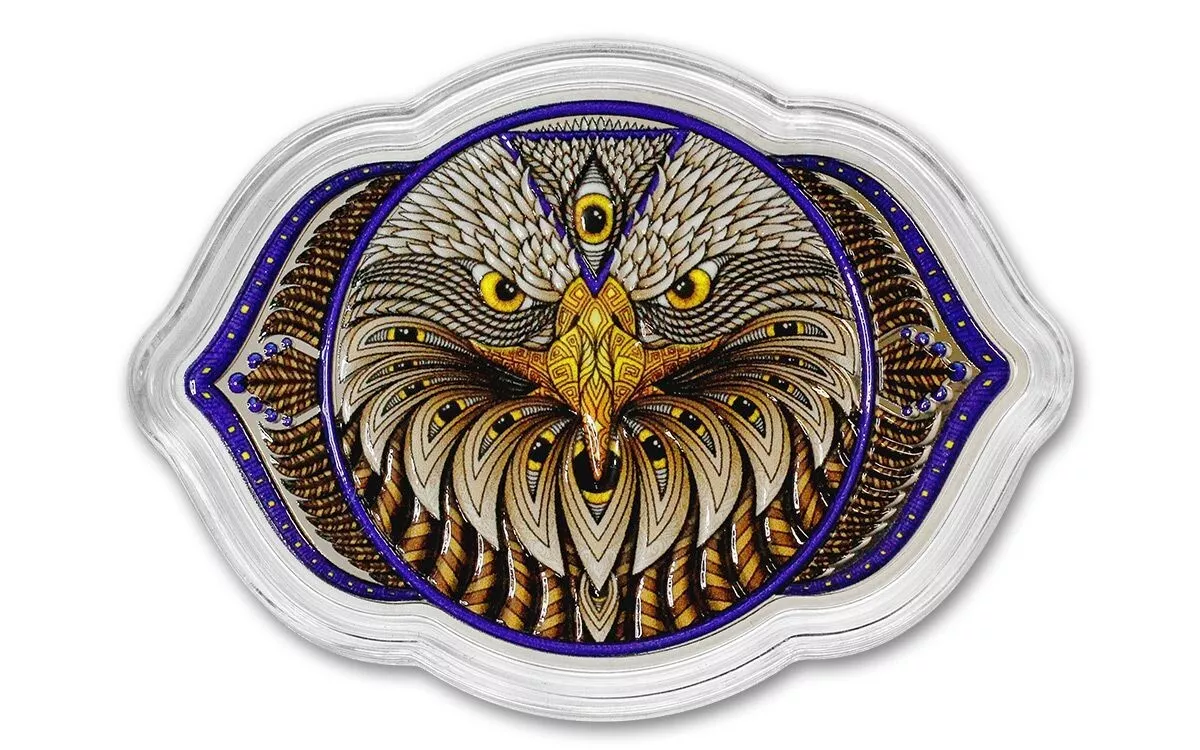 Picture of 2023 PAMP Phil Lewis Eagle of 6th Chakra 2 oz Colorized Proof-like Silver Coin