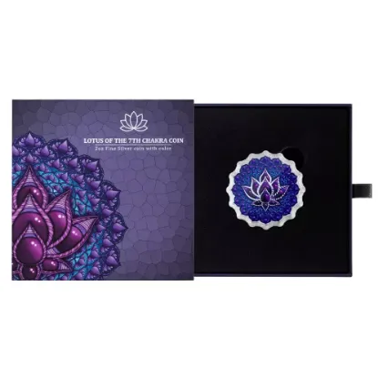 Picture of 2024 PAMP Phil Lewis Lotus of 7th Chakra 2 oz Colorized Proof-like Silver Coin