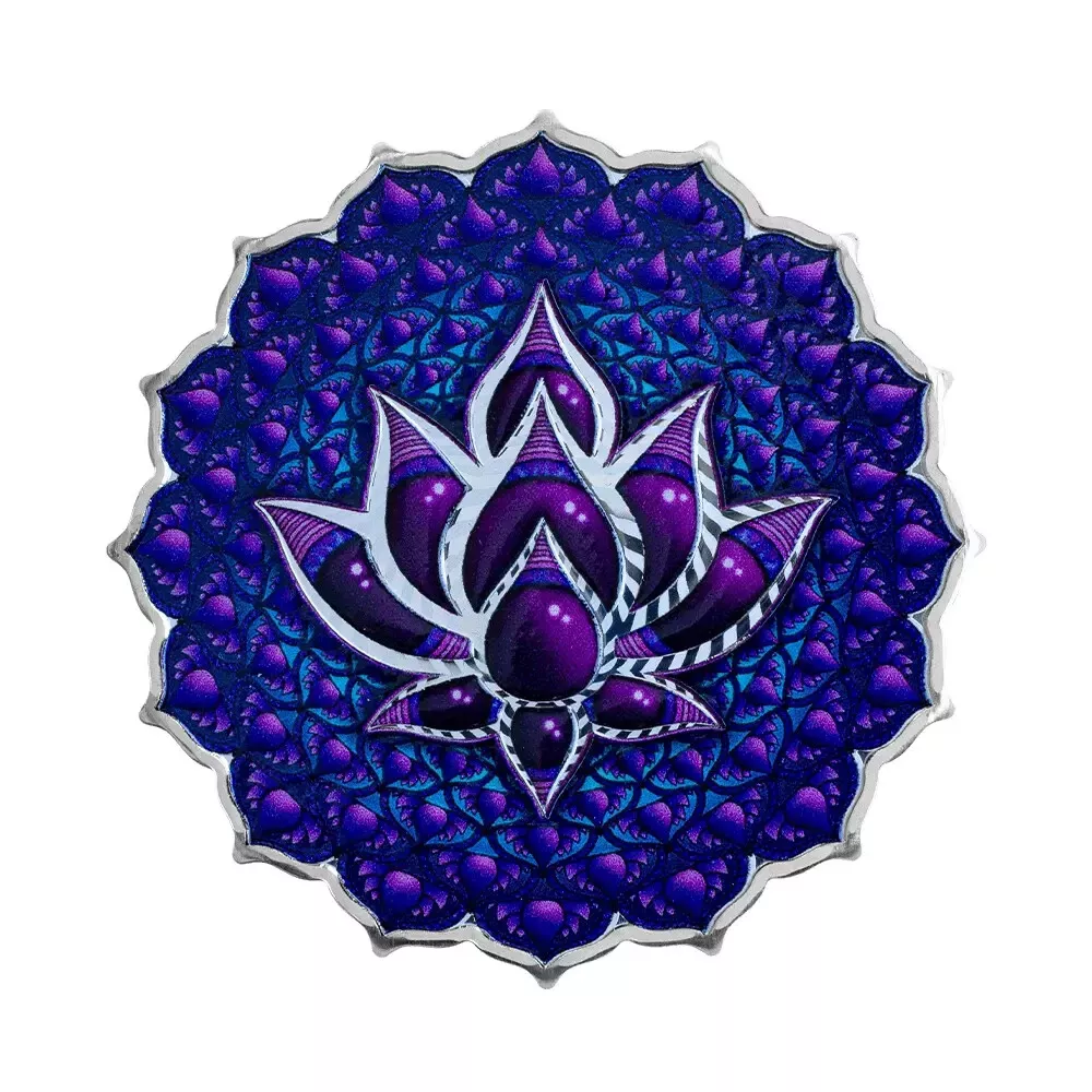 Picture of 2024 PAMP Phil Lewis Lotus of 7th Chakra 2 oz Colorized Proof-like Silver Coin