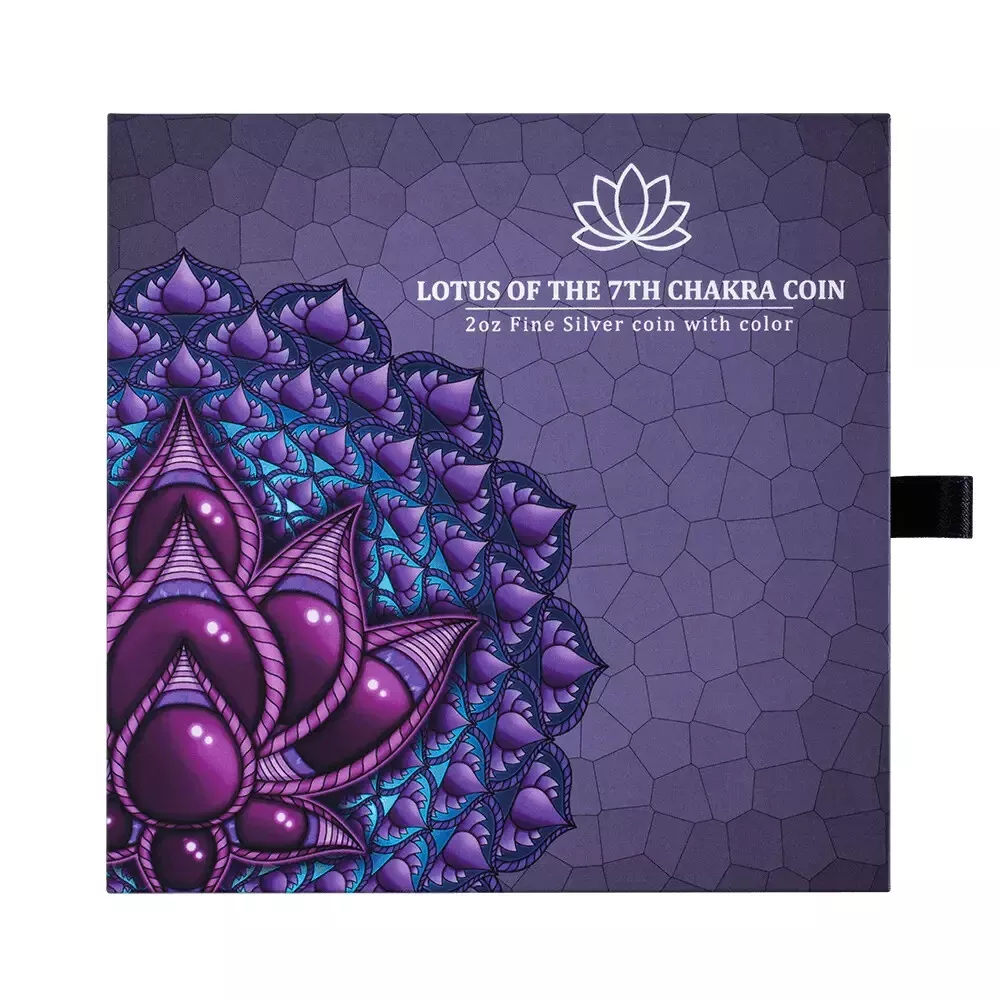 Picture of 2024 PAMP Phil Lewis Lotus of 7th Chakra 2 oz Colorized Proof-like Silver Coin