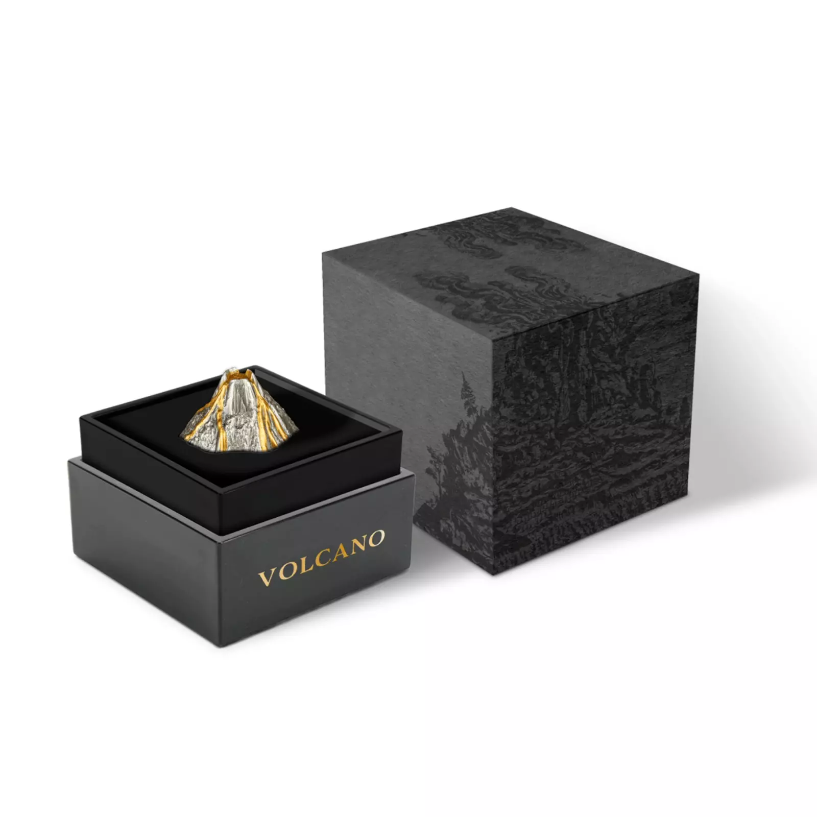 Picture of 2023 Vanuatu Volcano Shaped 5 oz Antique Gilded Silver Coin (Box & COA)