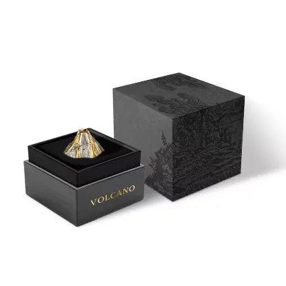 Picture of 2023 Vanuatu Volcano Shaped 5 oz Antique Gilded Silver Coin (Box & COA)