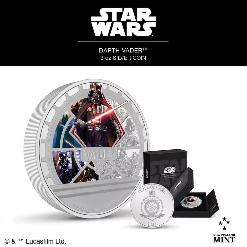 Picture of 2023 New Zealand Mint Star Wars: Darth Vader 3 oz Colorized Proof Silver Coin