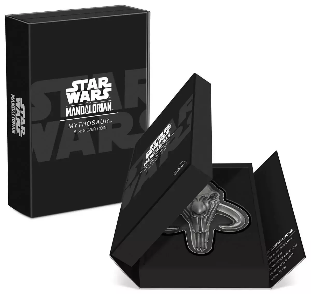 Picture of 2023 New Zealand Mint Star Wars Mandalorian Mythosaur 5 oz Silver Antique Coin