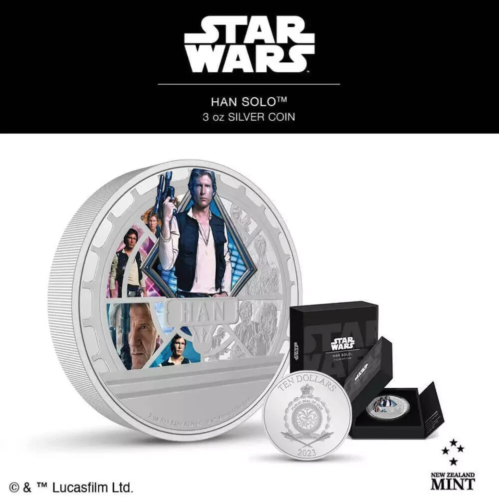 Picture of 2023 New Zealand Mint Star Wars: Han Solo 3 oz Colorized Proof Silver Coin