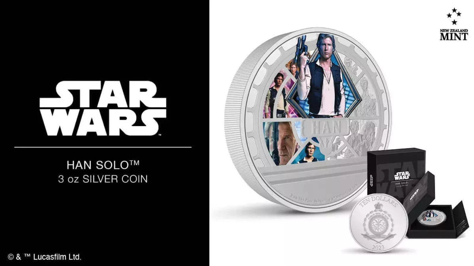 Picture of 2023 New Zealand Mint Star Wars: Han Solo 3 oz Colorized Proof Silver Coin