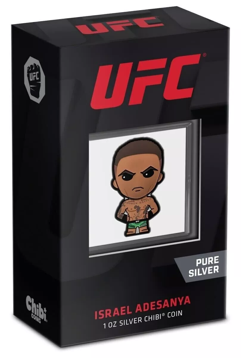 Picture of 2023 New Zealand Mint UFC Israel Adesanya Shaped Chibi 1 oz Proof Silver Coin