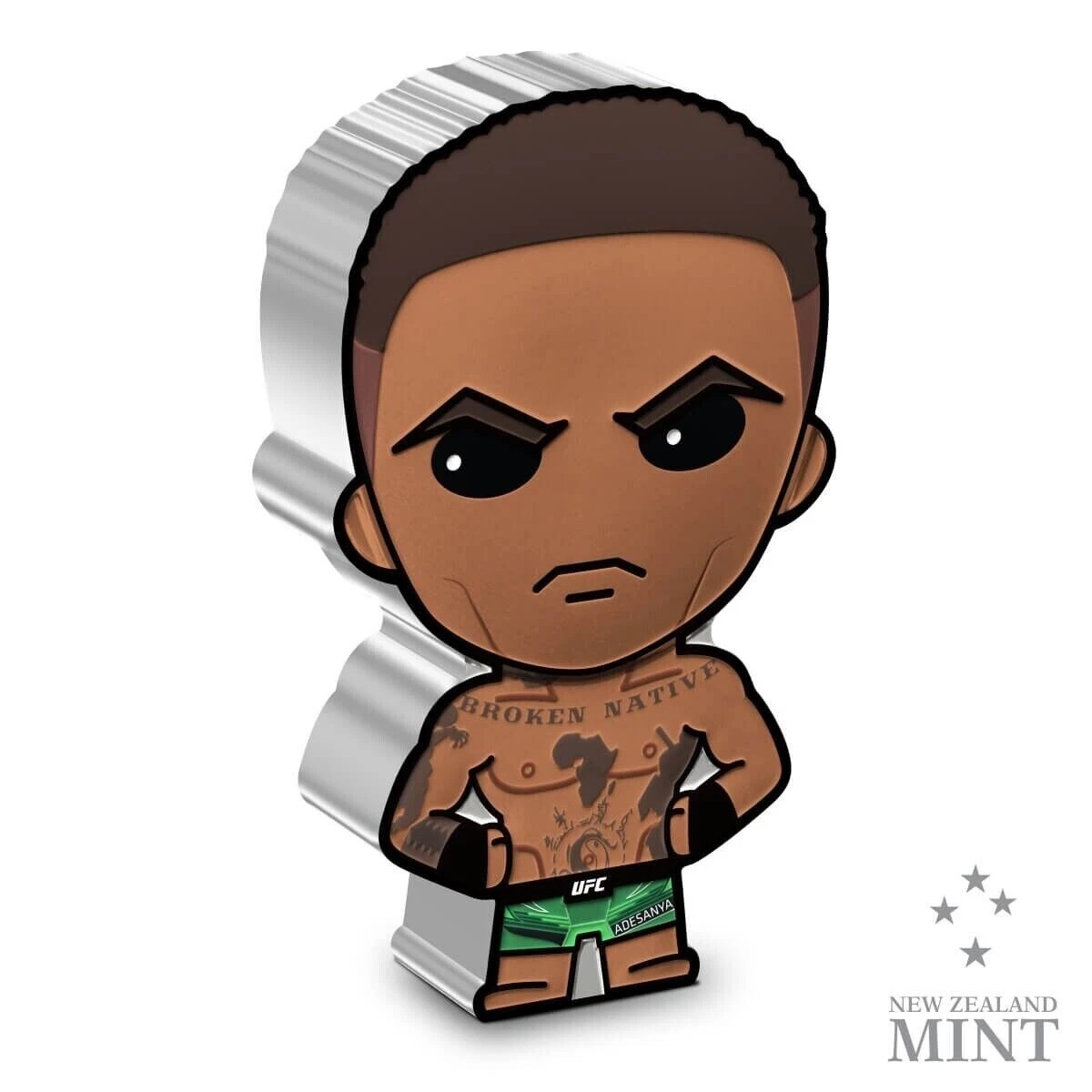 Picture of 2023 New Zealand Mint UFC Israel Adesanya Shaped Chibi 1 oz Proof Silver Coin