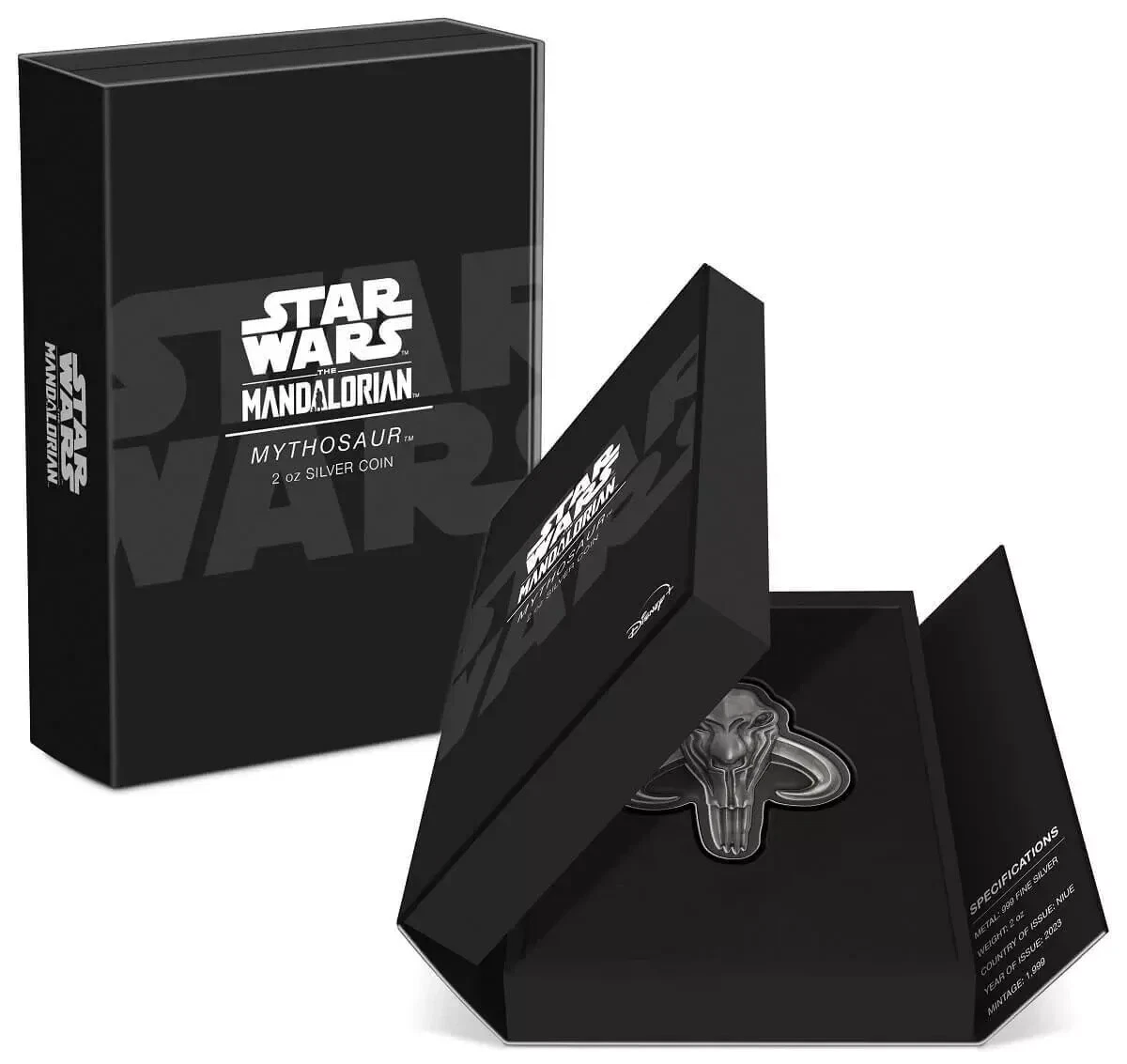 Picture of 2023 New Zealand Mint Star Wars Mandalorian Mythosaur 2 oz Silver Antique Coin