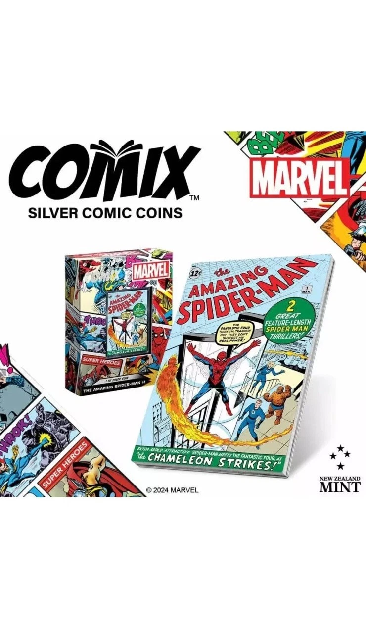 Picture of 2024 New Zealand Mint Marvel The Amazing Spider-Man #1 COMIX 1 oz Silver Coin