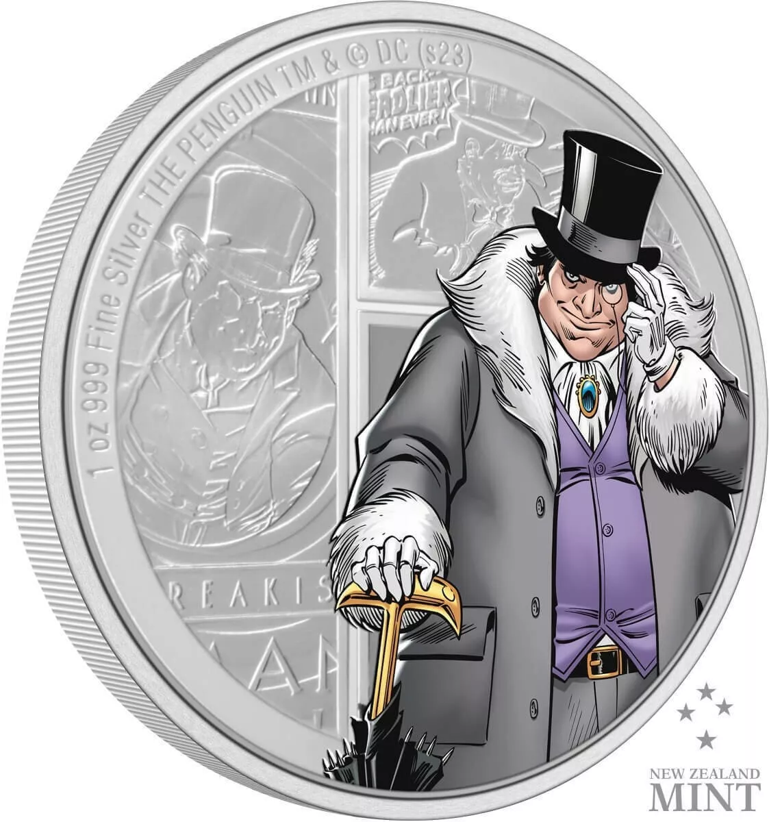 Picture of 2023 New Zealand Mint DC Batman - The Penguin 1 oz Colorized Proof Silver Coin