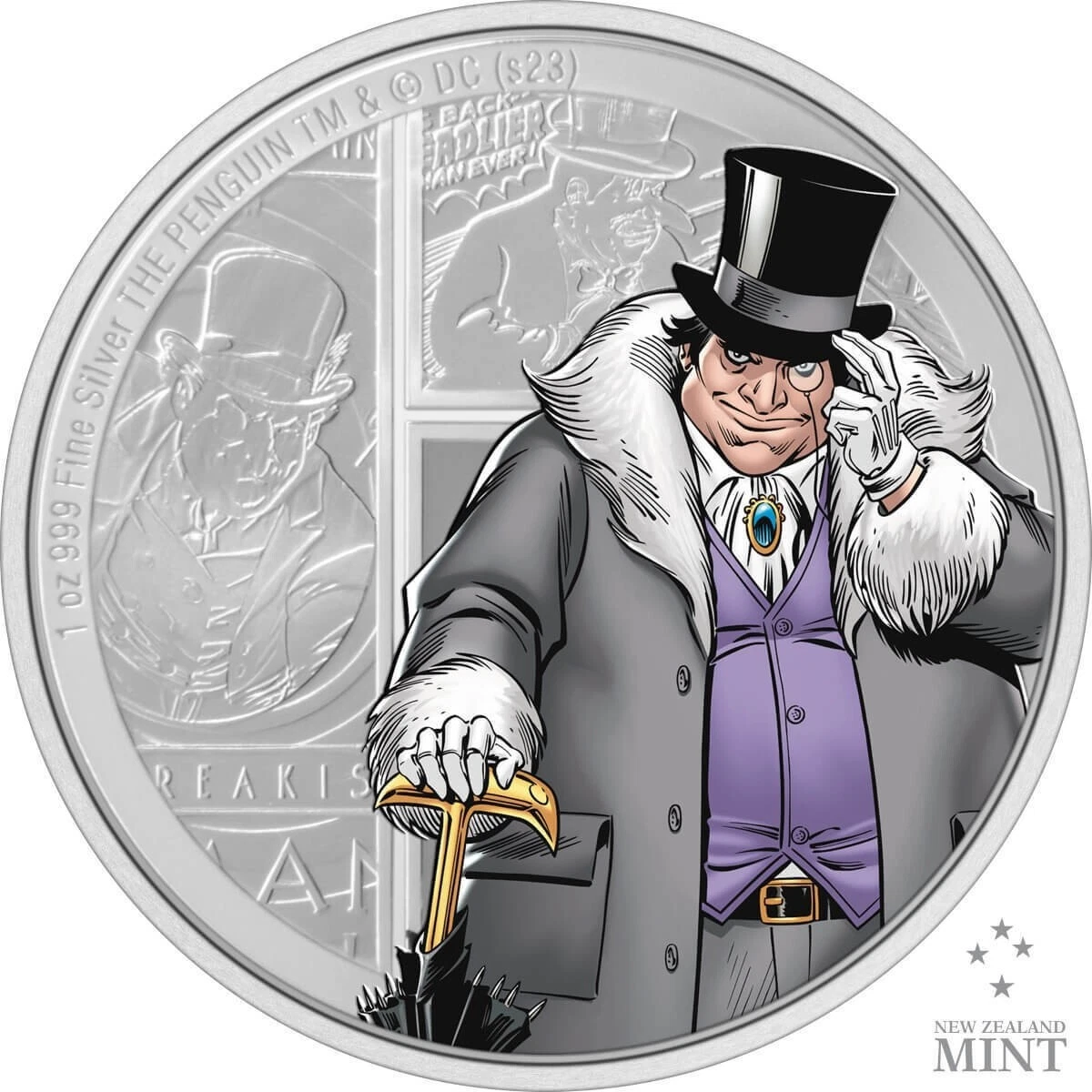Picture of 2023 New Zealand Mint DC Batman - The Penguin 1 oz Colorized Proof Silver Coin