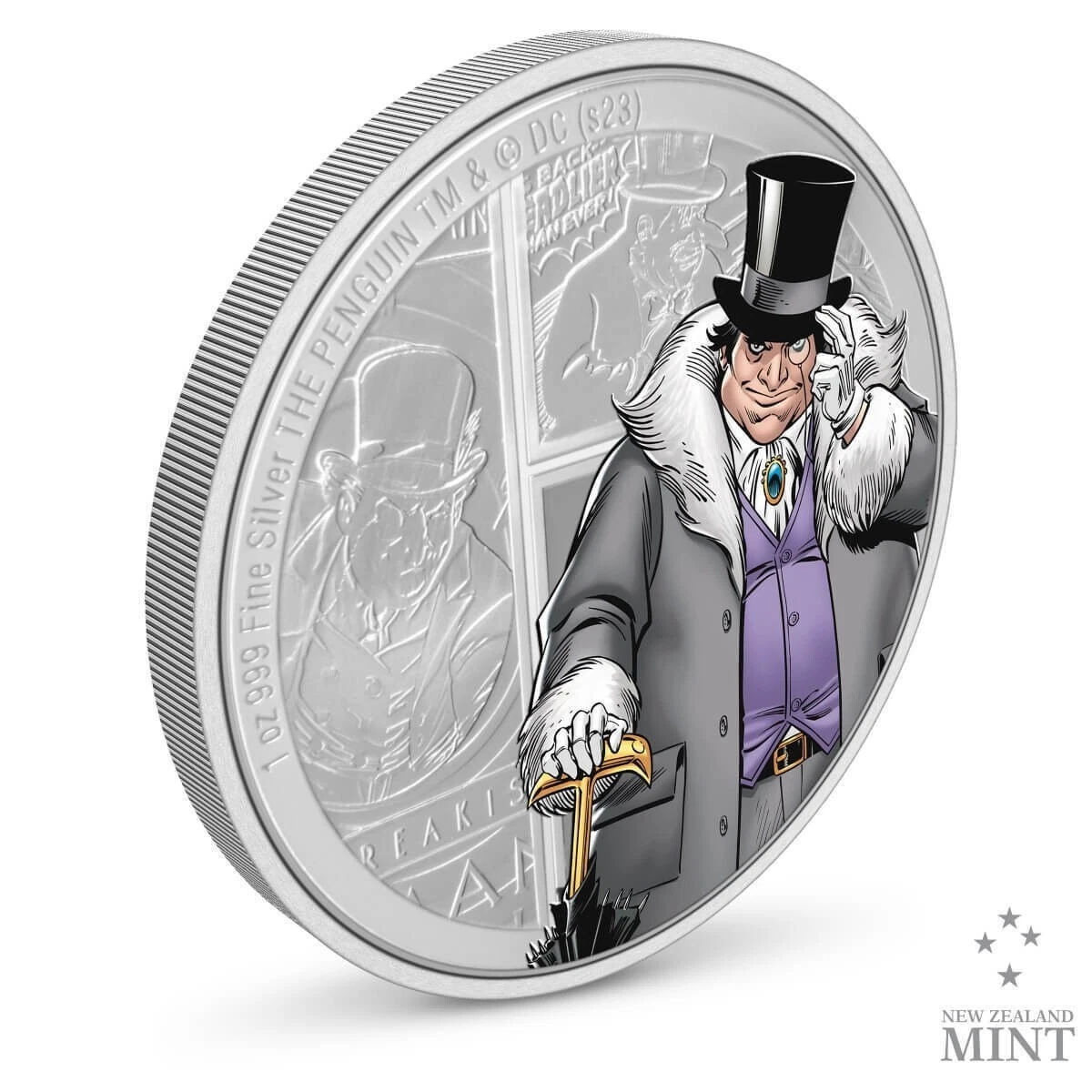 Picture of 2023 New Zealand Mint DC Batman - The Penguin 1 oz Colorized Proof Silver Coin