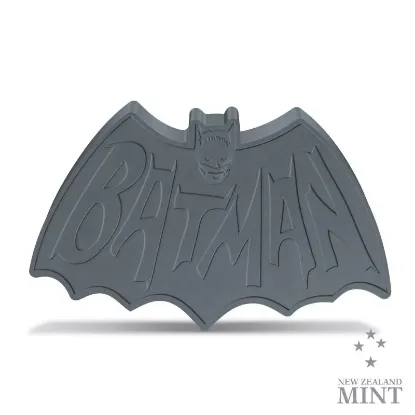 Picture of 2024 New Zealand Mint DC 1966 Batman Logo Shaped 1 oz Antique Silver Coin