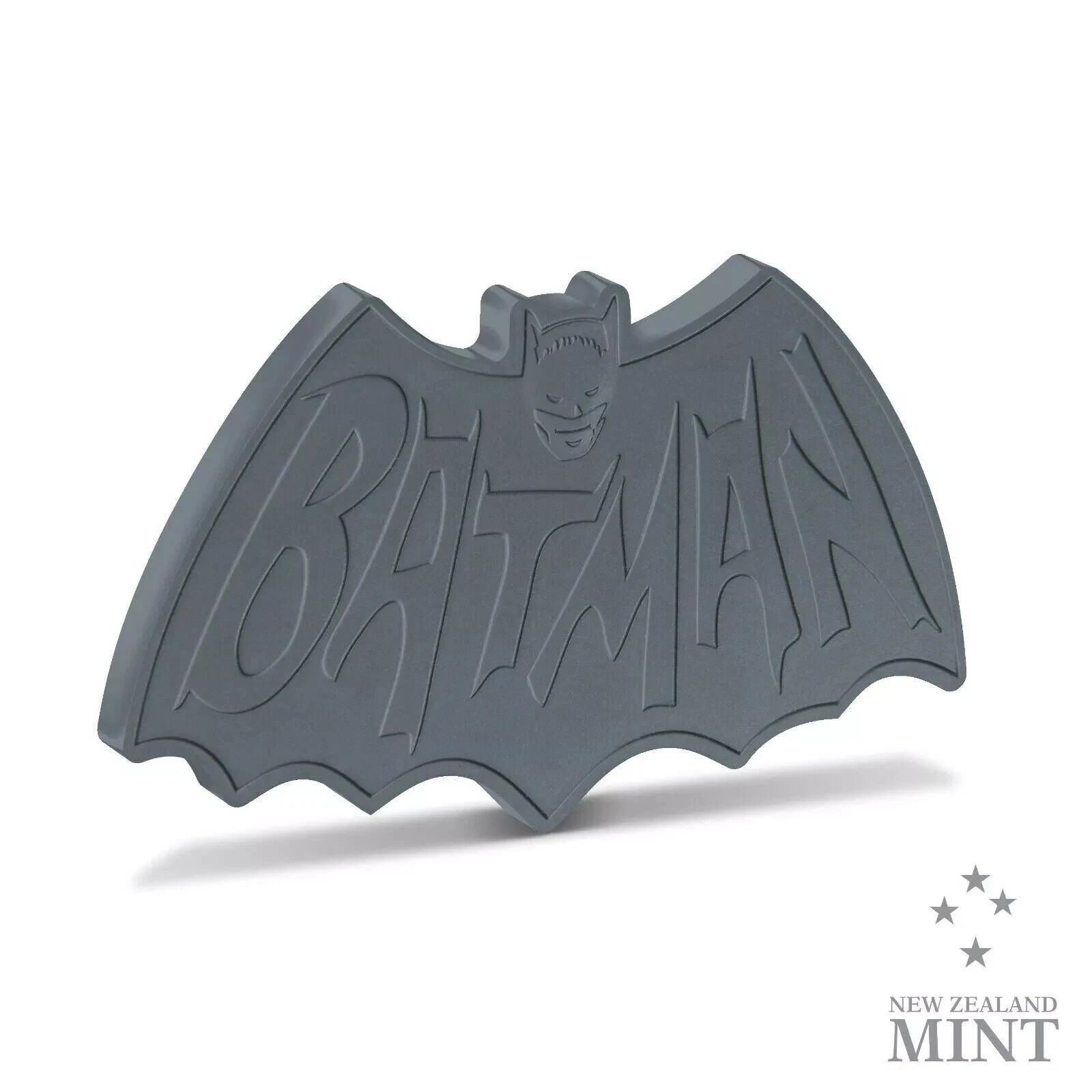 Picture of 2024 New Zealand Mint DC 1966 Batman Logo Shaped 1 oz Antique Silver Coin