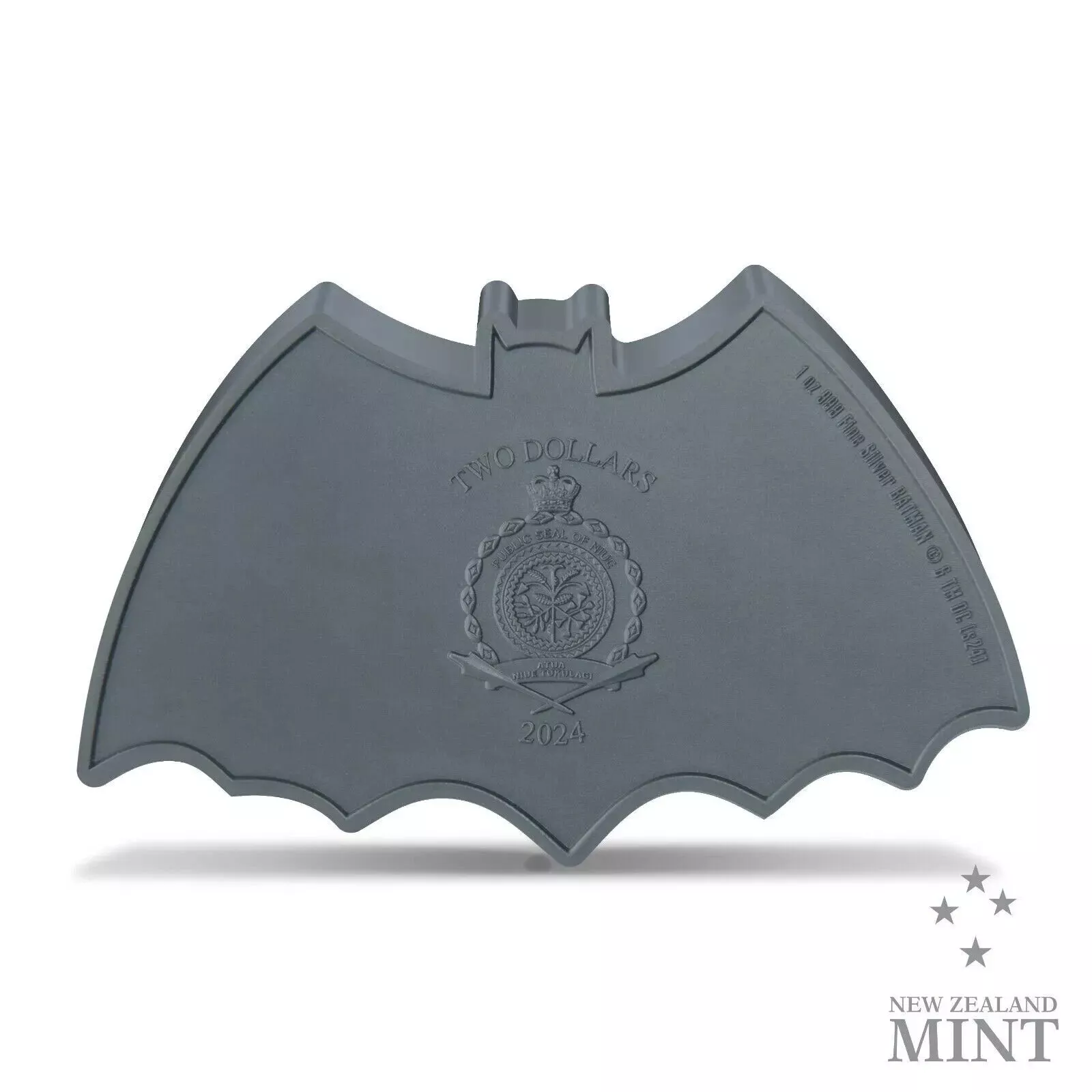 Picture of 2024 New Zealand Mint DC 1966 Batman Logo Shaped 1 oz Antique Silver Coin