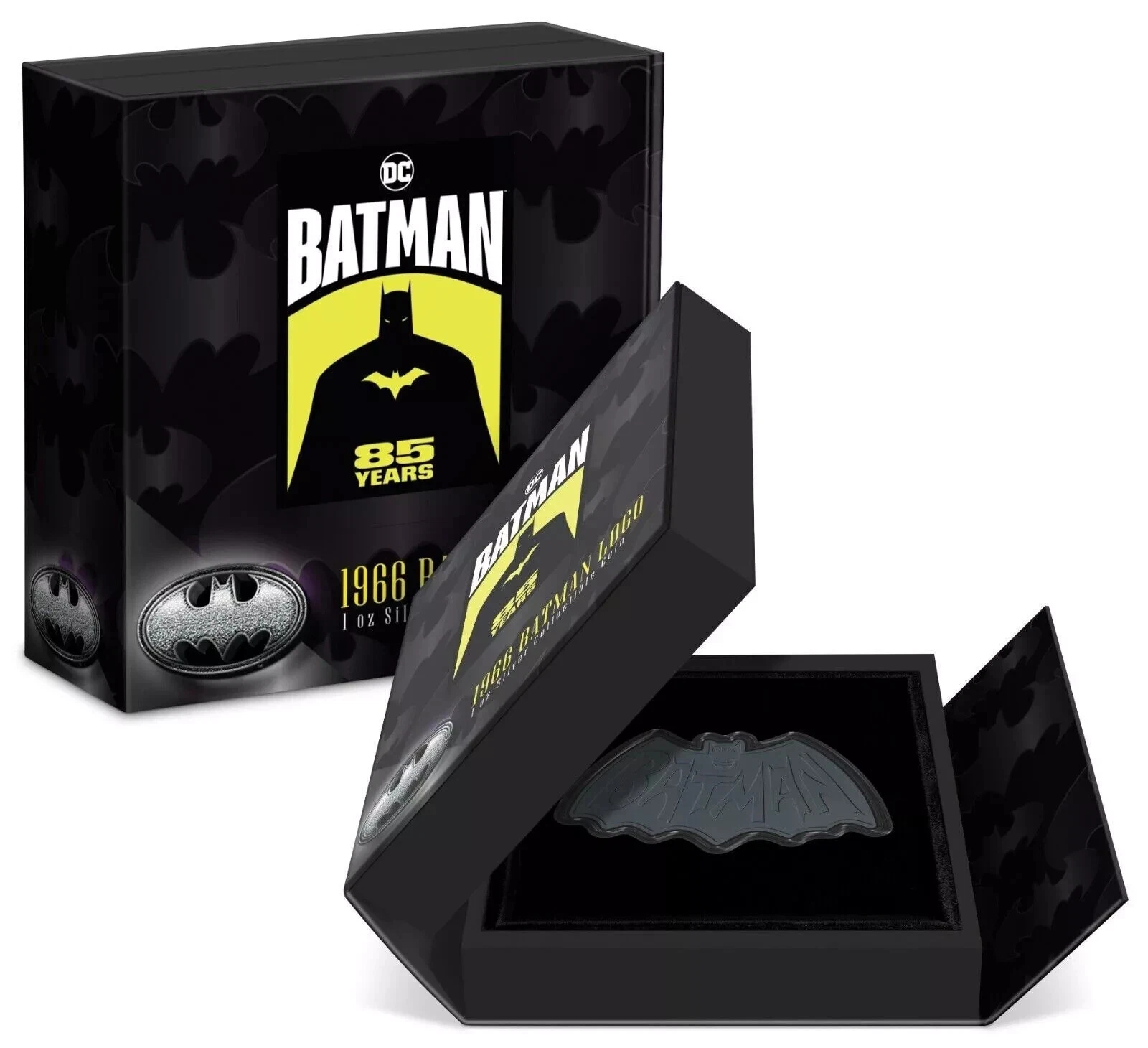 Picture of 2024 New Zealand Mint DC 1966 Batman Logo Shaped 1 oz Antique Silver Coin