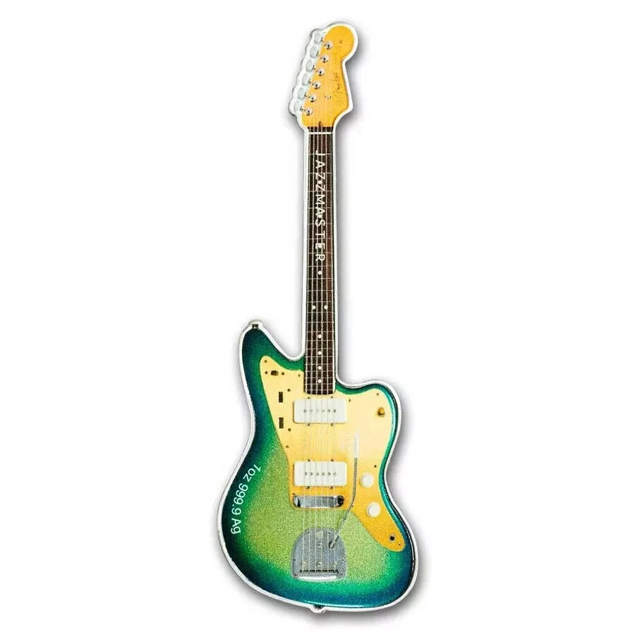 Picture of 2024 Pamp Suisse Fender Jazzmaster Guitar Shaped 1 oz Reverse Proof Silver Coin