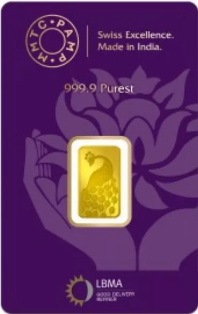 Picture of Pamp MMTC Peacock 5 Gram Gold Bar - In Assay