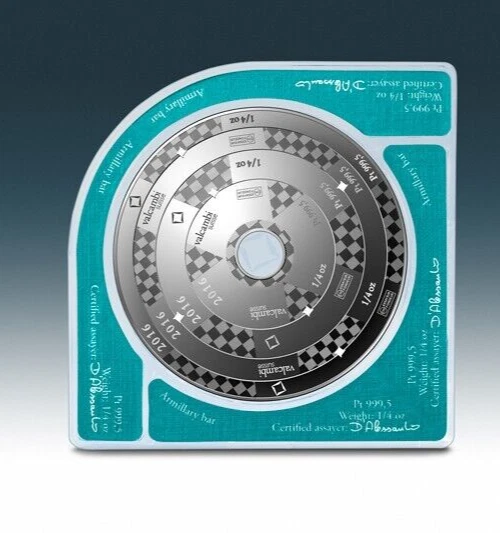 Picture of 2016 Valcambi Armillary 1 oz Platinum Combibar (4 x 1/4 oz) - Hard Assay