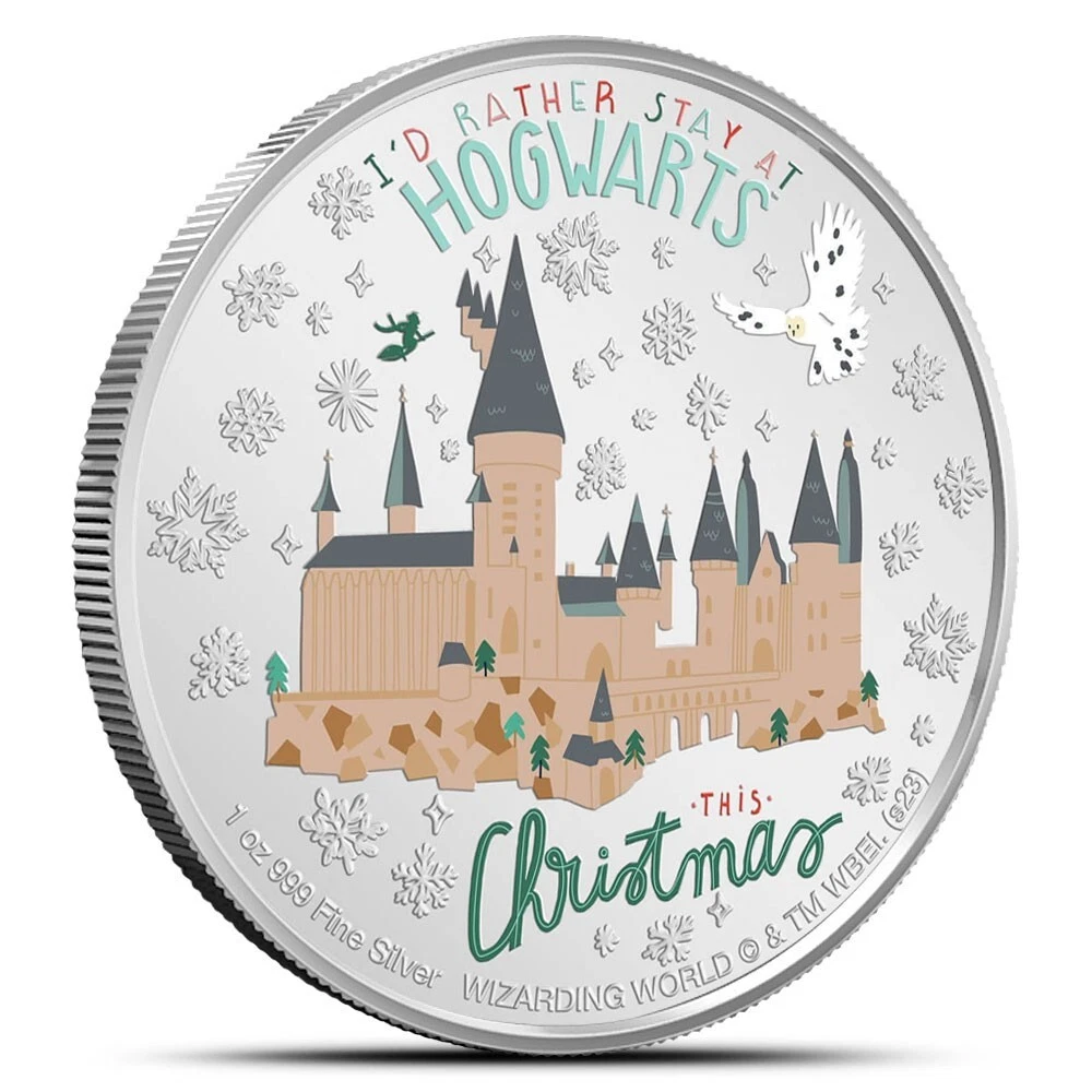 Picture of 2023 Niue Harry Potter Howarts Season's Greetings 1 oz Colorized Silver Coin
