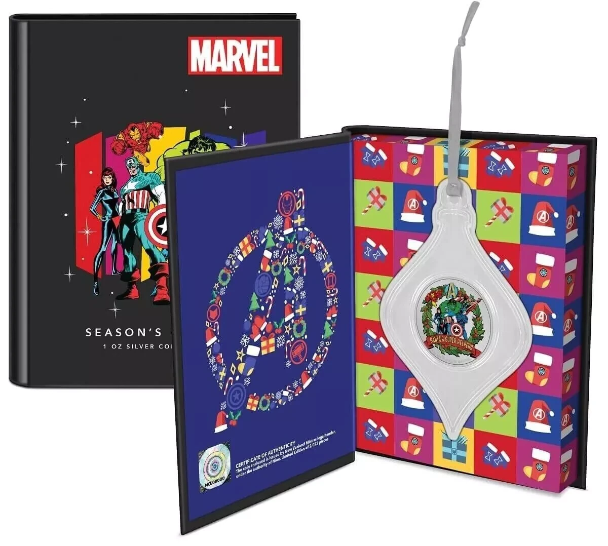 Picture of 2023 Niue Marvel Avengers Season’s Greeting 1 oz Colorized Proof Silver Coin
